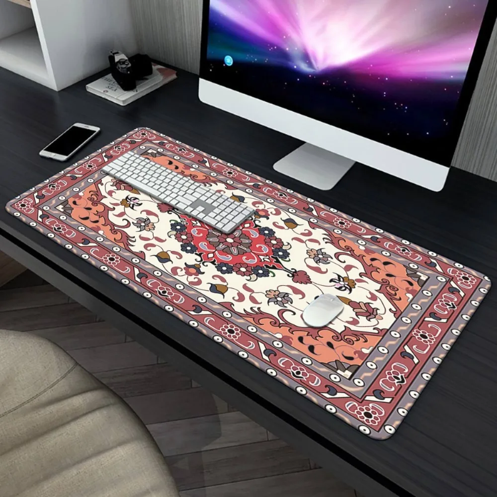 

Персидский стиль, красный, бежевый, с цветочным узором, коврик для мыши, резиновый противоскользящий коврик для компьютерного рабочего стола, толстый ковер, клавиатура, аксессуары для ПК