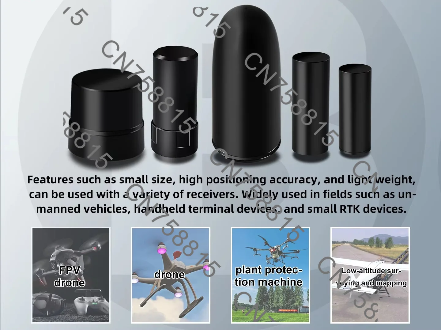 BDS GPS GLONASS Galileo SMA-J Positioning GNSS Helical FPV Racing Antenna BT-560，High Precision RTK Drone Lighting Show