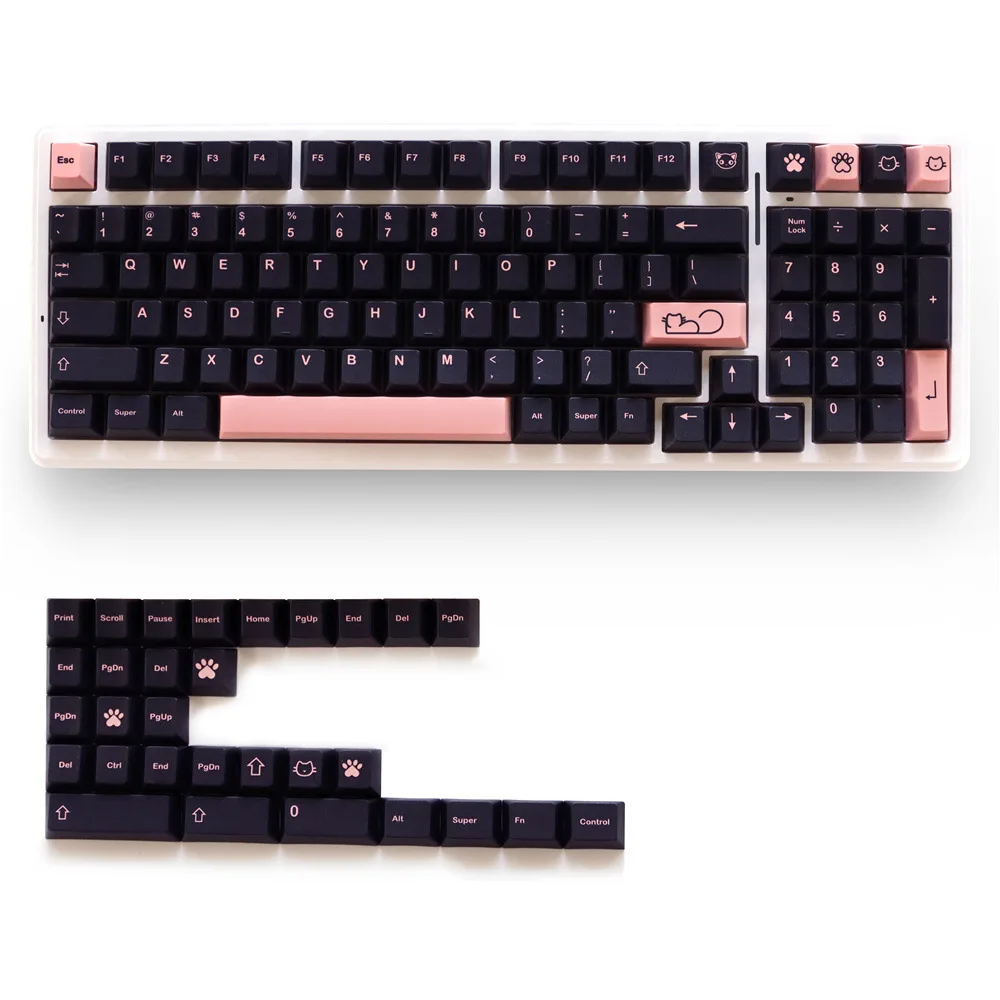 Gray powder 129 keys full set of original height PBT sublimation adapted mechanical keyboard cap