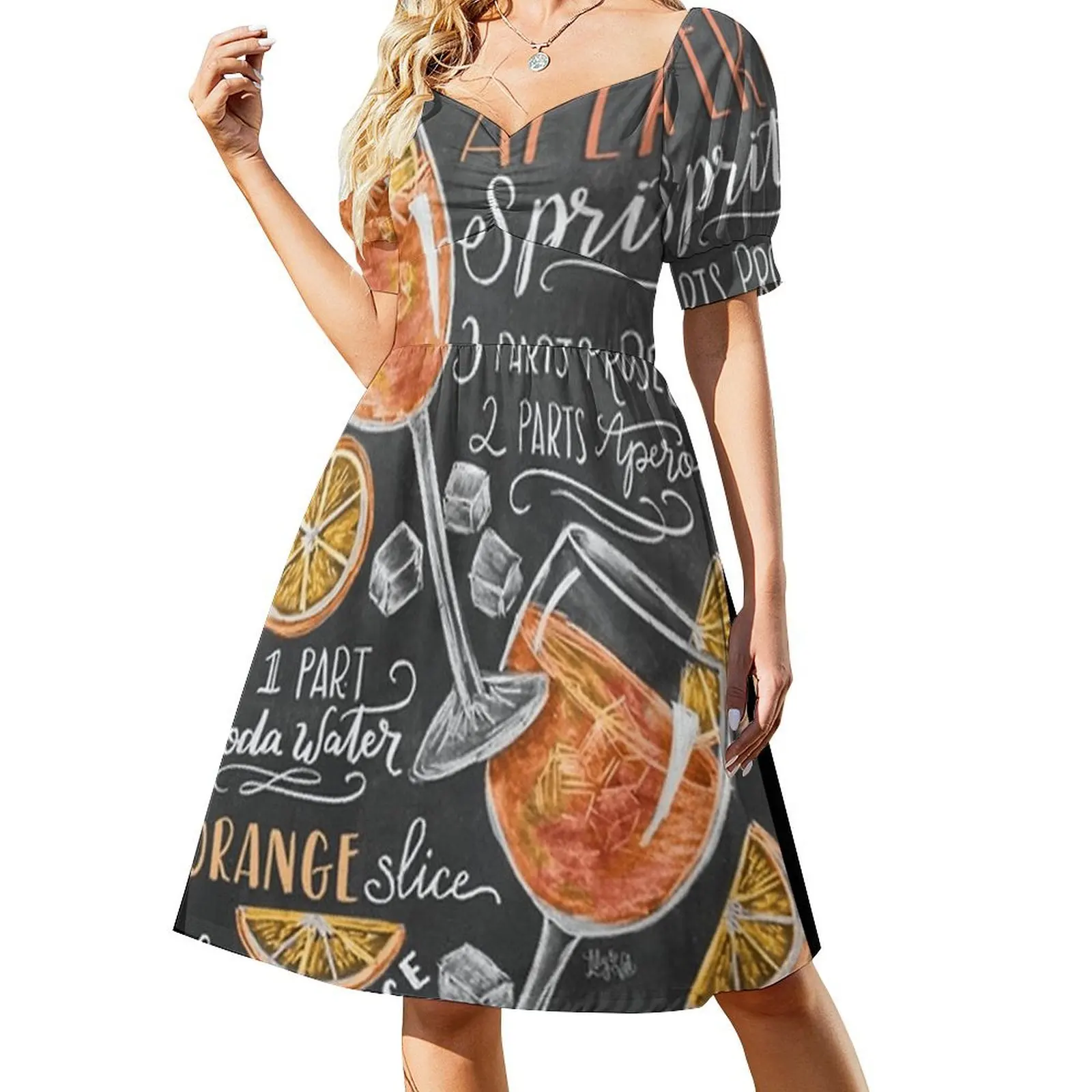 

Aperol Spritz Fresh Design Short-Sleeved Dress women dresses Woman clothes