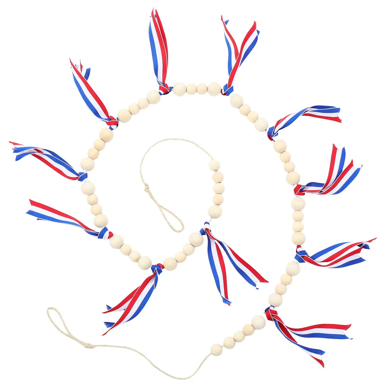 

Independence Day Wooden Bead Banner Patriotic Beads Garland Decor Home Decorative Decorations