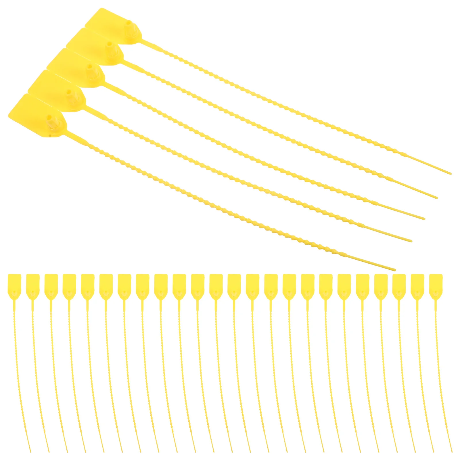 

500Pcs Plastic Tamper Seal Tags Yellow Waterproof Labels for Retail Security Clothes Shoes Bags Zip Ties Retail Security Tags