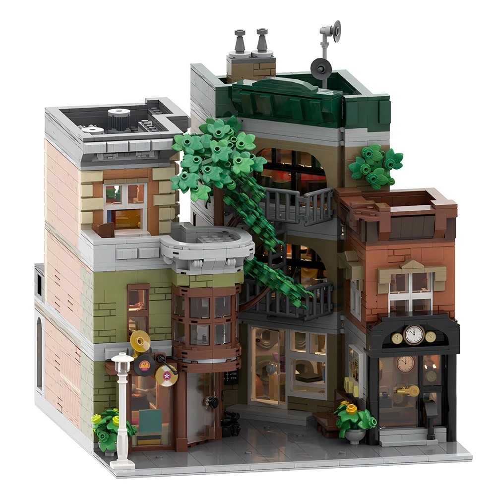 MOC Hot Sale City Street Community Courtyard Hotel Modular Villa Building Model Building Blocks Children's Toys Christmas Gift