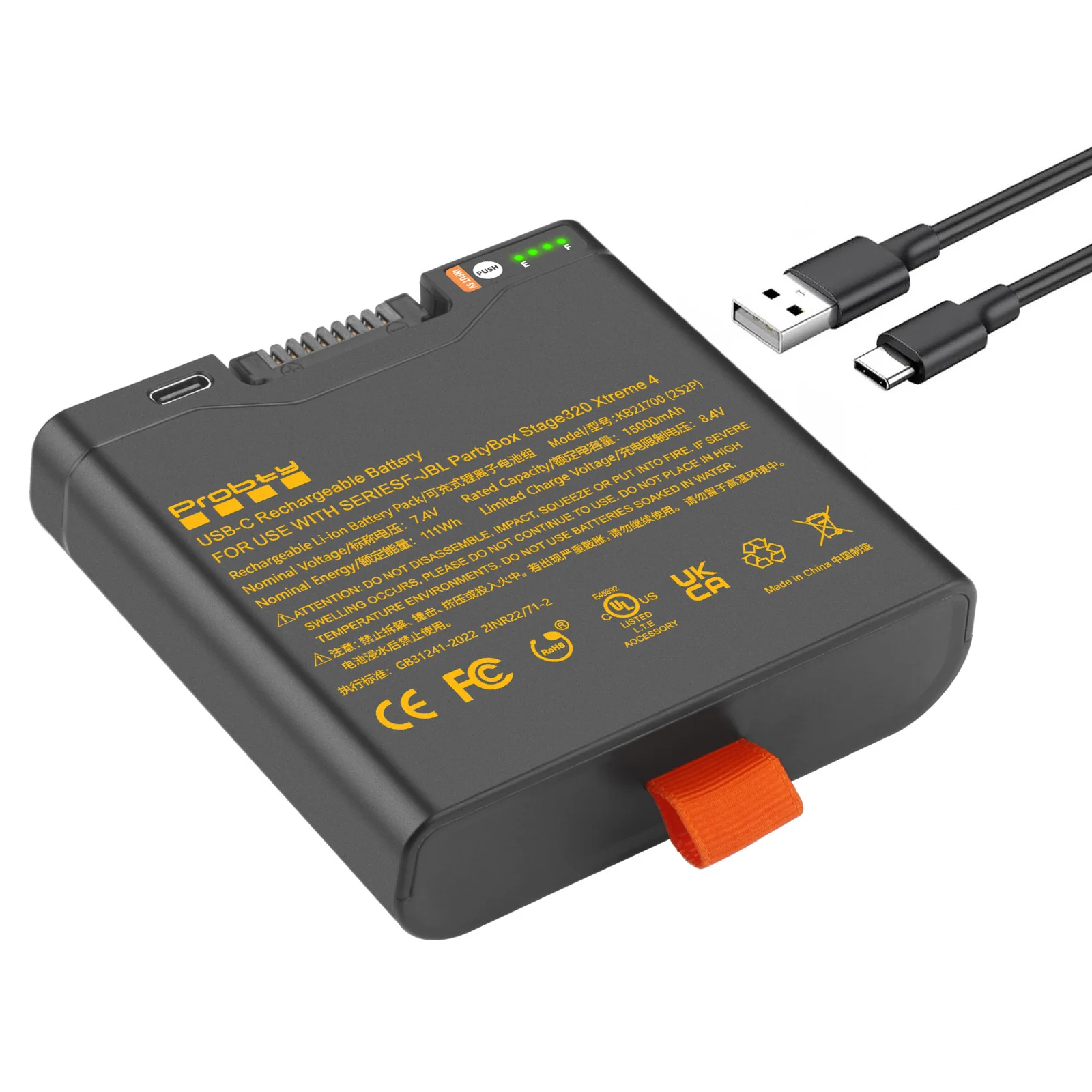 15000mAh Hochleistungsakku für JBL Xtreme 4, JBL PartyBox Stage 320 Ersatzakku mit Typ-C-Eingang für tragbare Lautsprecher