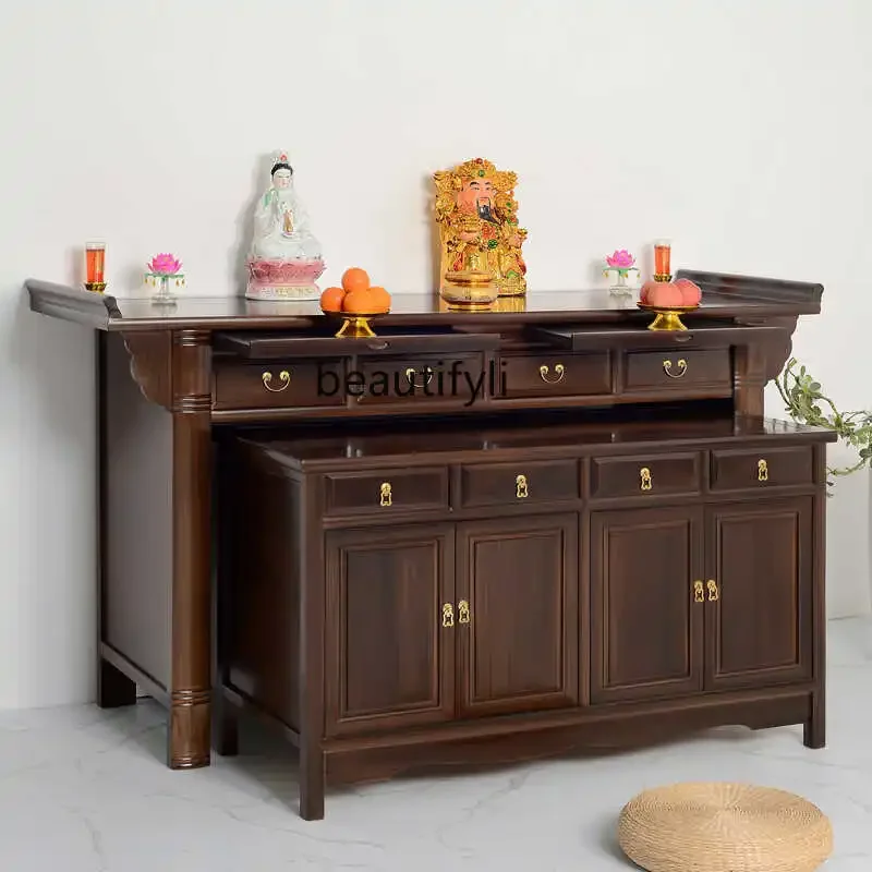 Cy Solid wood altar Buddha stands for home incense table god table cabinet worship new Chinese style platform modern simple
