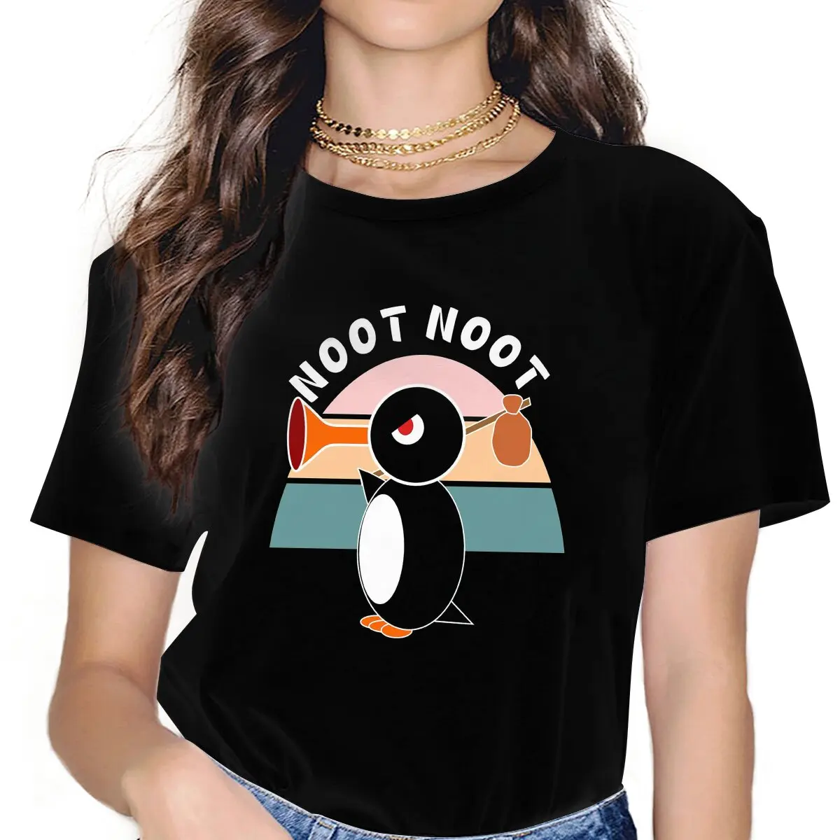 Penguin Pingu Women Tshirts Noot Noot Gothic Vintage Female Clothing Loose Graphic Clothes