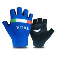 2024 ITALIA NATIONAL Team One Pair Sports Half Finger Cycling Jersey Gloves MTB Road Mountain Bike Bicycle Gel Gloves