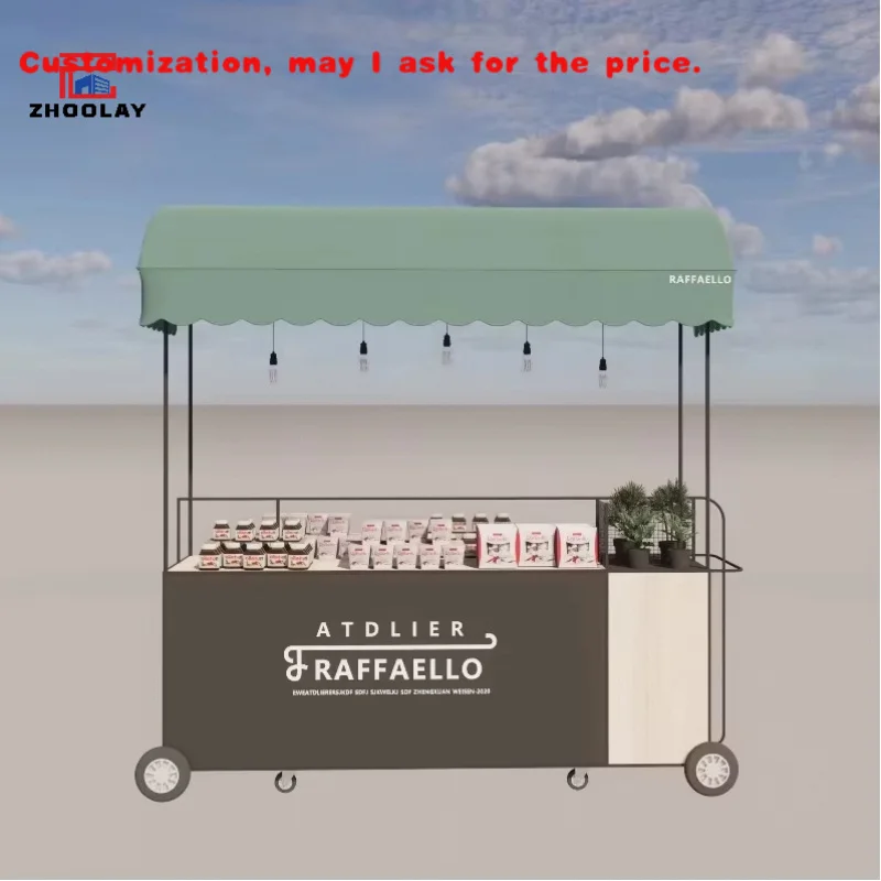 custom.Mobile Outdoor Fast Food Handcart Multi-Purpose Commercial Event Trolley Individual Shop