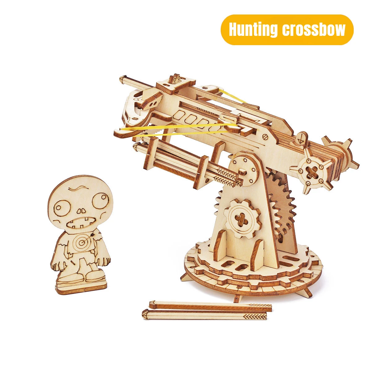 Wooden Puzzle Toy Rubber Band Launch Bow and Crossbow Handmade Creative Ornaments 3D Three-dimensional Puzzle