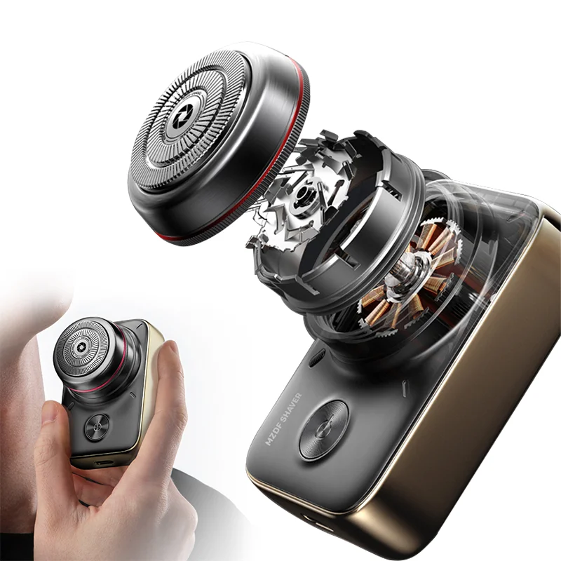 

Men's Mini Portable Electric Shaver Camera-Look Design with Leather Travel Bag 60 Days Rechargeable Beard Shaver Razor