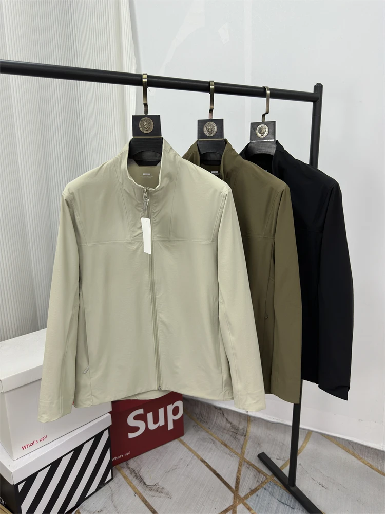 

Мужская уличная куртка с водонепроницаемым покрытием, воротником-стойкой, спортивная, повседневная, универсальная, осенняя, на молнии, из нейлона и полиэстера