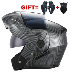 DOT Approved Interior Visor Motorcycle Helmet 2 Gifts Safety Modular Flip Up Full Face Voyage Racing Dual Lens Motocross Helmet
