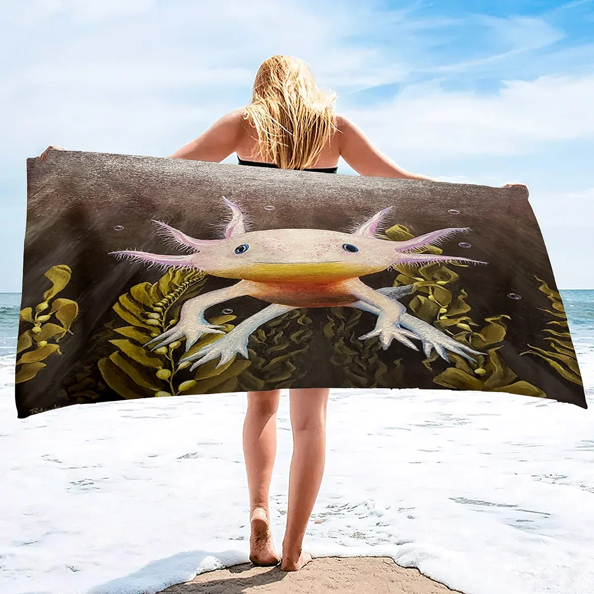 Salamander Beach Towel Oversized,Microfiber Beach Towel,Super Absorbent Sand Free Newt Cool Swim Beach Towels for Reptile Lovers