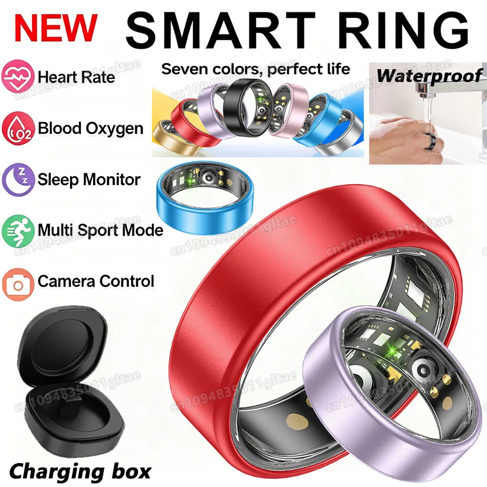 R10 Smart Ring with Charging Case Multi-color Ring Men Women Health Sleep Heart Rate Monitoring IP68 Waterproof Multi-sport Mode