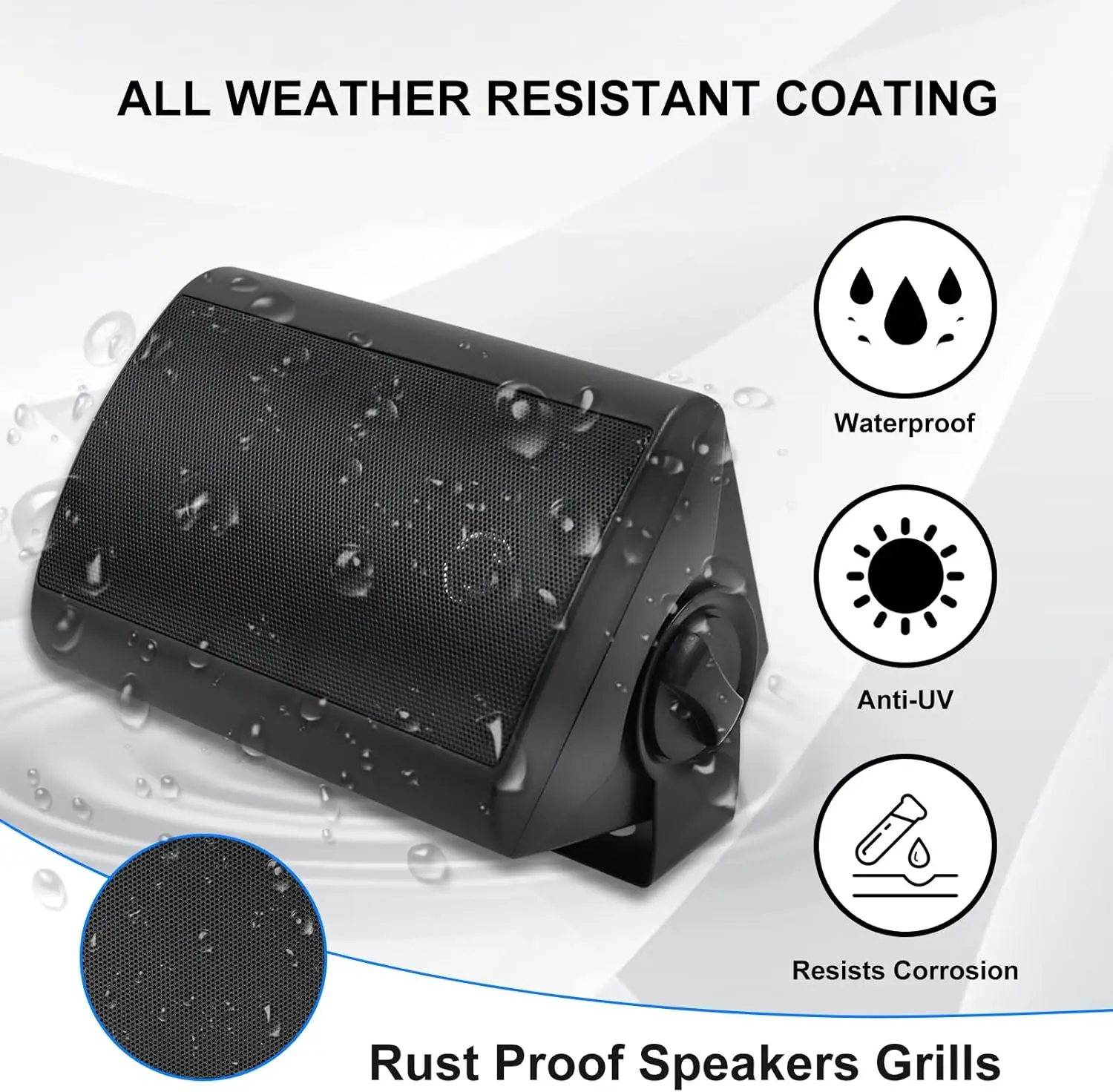 4PCS Passive Outdoor Speakers Wired Waterproof 4'' 2-Way 400W Wall Mounted Speakers With Dome Tweeter All-Weather Durability