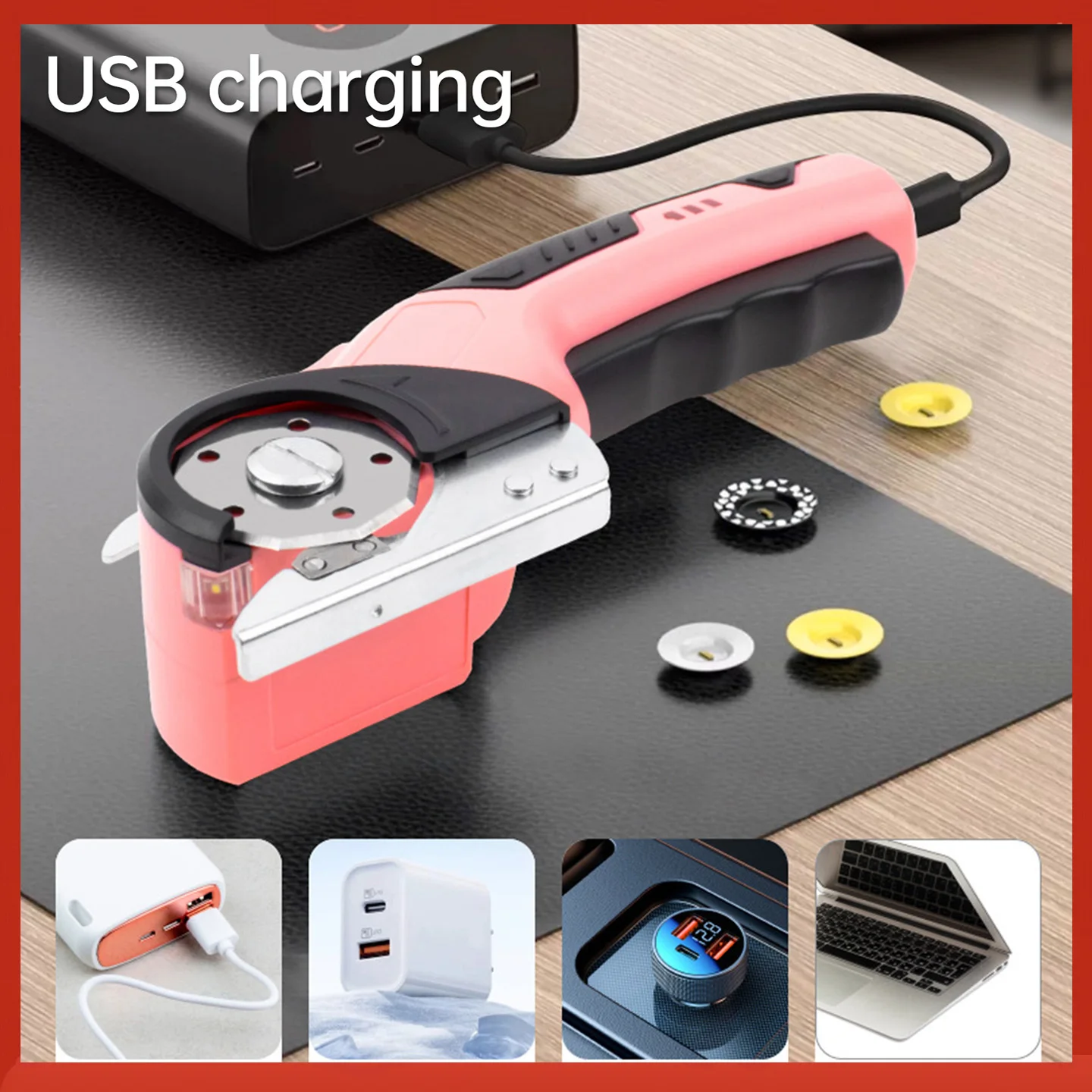 

Беспроводные электрические ножницы 3,6 В, перезаряжаемые ножницы для резки картонных коробок, ножницы для ткани с запасным лезвием, предохранительным замком и светодиодной подсветкой