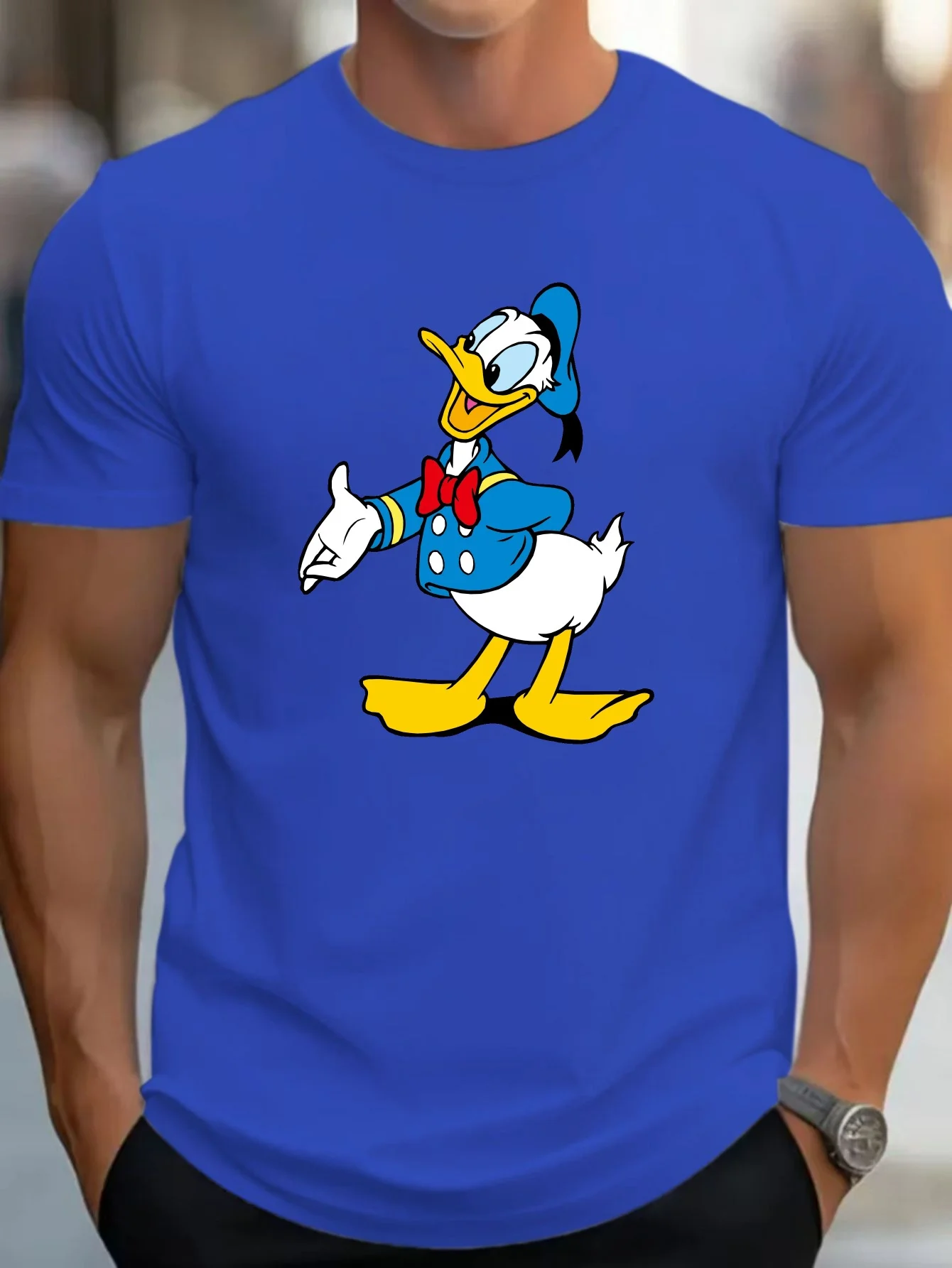 Disney T-Shirts Classic Donald Duck Printed Men\'s Casual T-shirt Cool Fitting Bottoming Versatile Spring Summer Tops Clothes