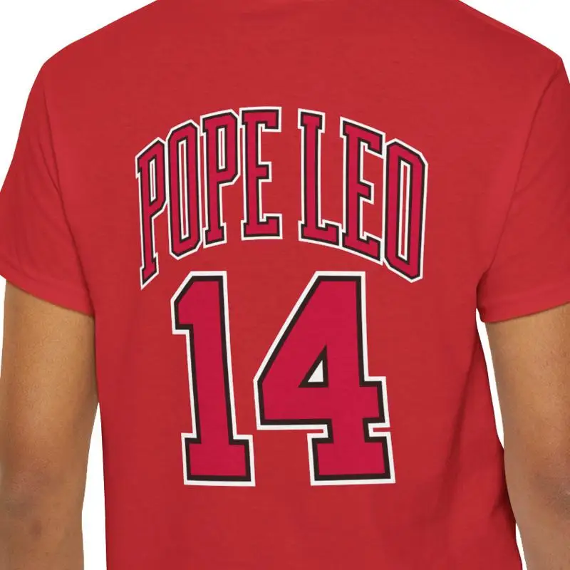 Pope Leo XIV of Chicago Sport Jersey Number 14 Red Print T-Shirt