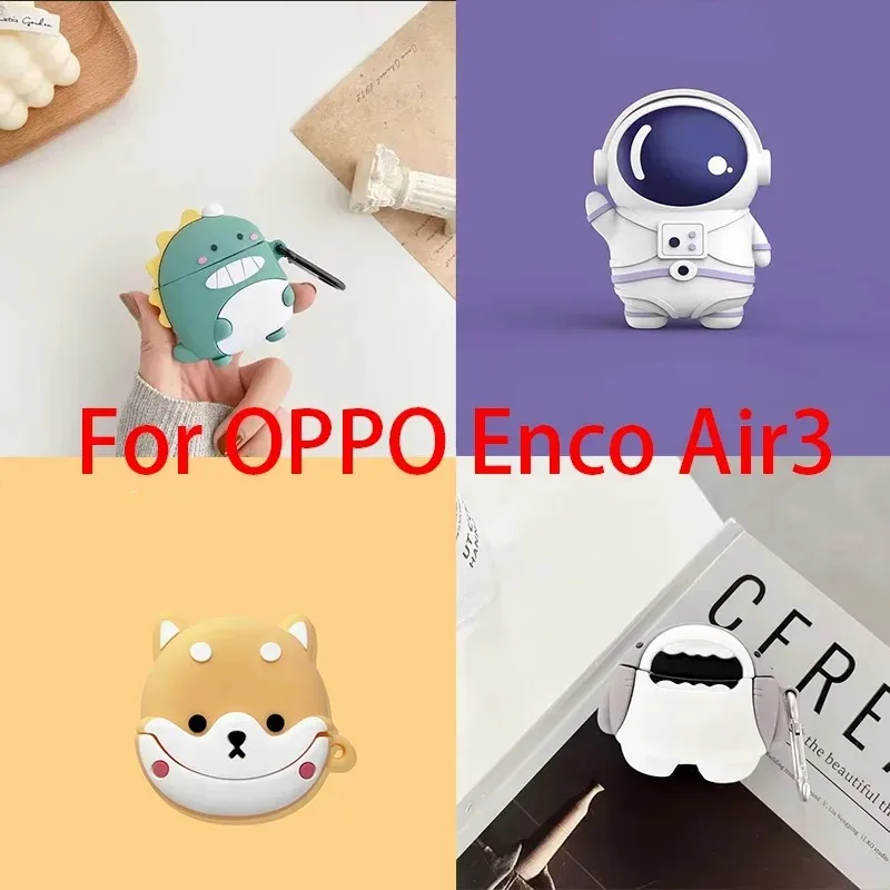 

3D Cute Cartoon Earphone Case For OPPO Enco Air3 Soft Silicone Wireless Bluetooth Headphone Protective cover For OPPO Air3 TWS