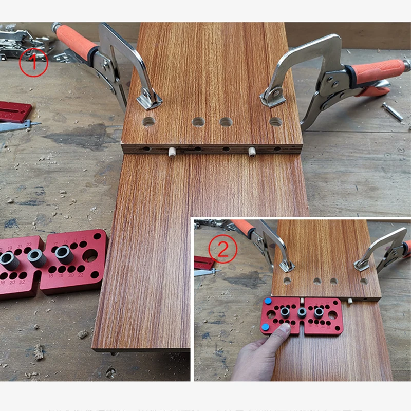 Imagem -05 - Auto Centrando Kit Guia Broca Localizador de Perfuração Madeira Dowelling Jig Vertical Pocket Hole Jig Faça Você Mesmo Ferramentas para Trabalhar Madeira 210 mm