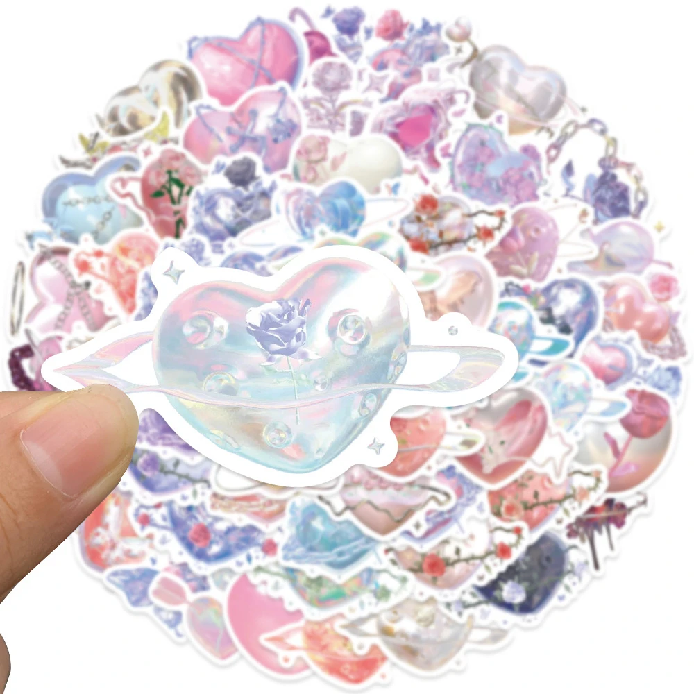 

10/30/60pcs INS Crystal Rose Love Aesthetic Stickers DIY Luggage Scrapbook Guitar Laptop Cute Cartoon Girls Gift Sticker Decals