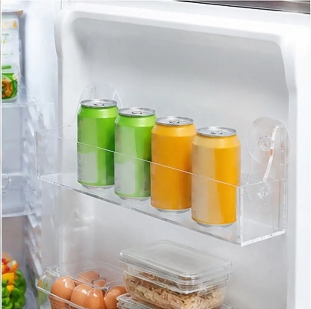 Acrylic Wall-Mounted Suction Cup Display Rack for Fridge, Spice Rack, Bottle Shelf & Syrup Organizer