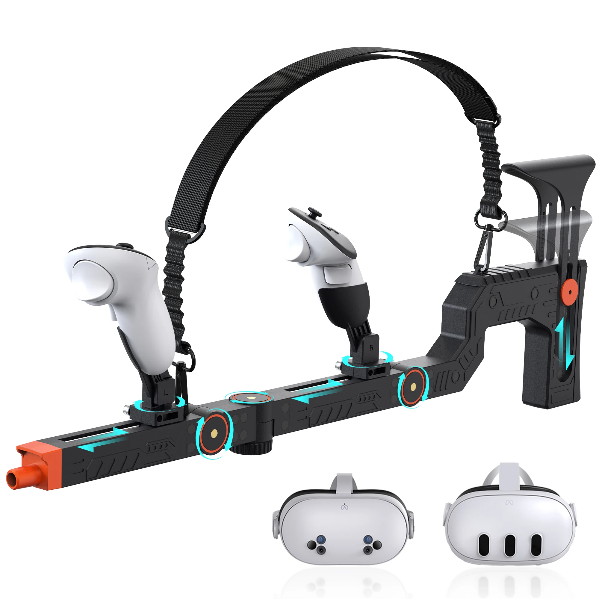 VR Gun Stock Compatible with Meta Quest 3/Quest 3S Magnetic Adjustment Accessories for Oculus Quest 3