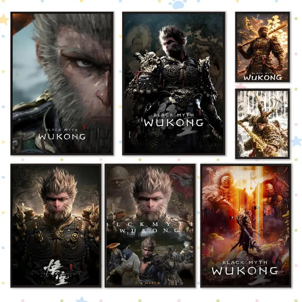 Game Gaming Dark Black Myth: Wukong Poster HD Waterproof PP Self Adhesive Aesthetic Bedroom Dorm Gaming Room Home Decor Gift