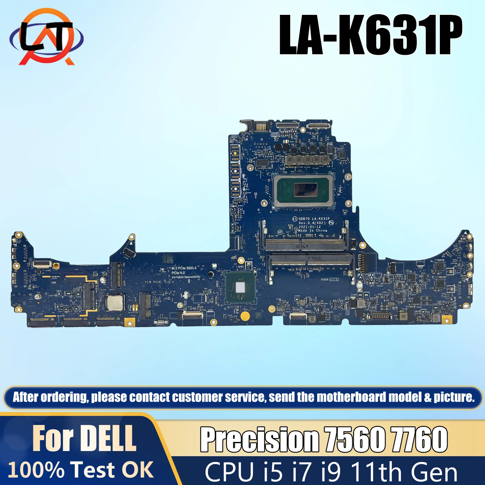 

LA-K631P Laptop Motherboard For Dell Precision 7560 7760 Mainboard With i9-11950H CPU 0G01WF 0H3D01 0KCD5R 086PC6