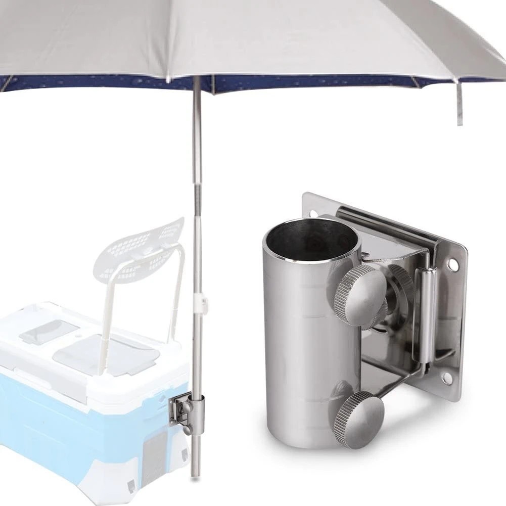 Aço inoxidável pesca Umbrella Base Stand, suporte ajustável, suporte para caixa de pesca