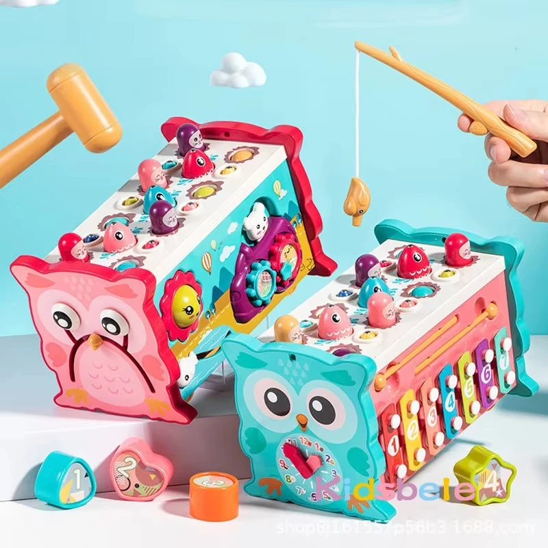 Xylophone multifonctionnel jouant couleur jouet de pêche whack-a-taupe jouet horloge numérique jouet éducatif préscolaire pour enfant