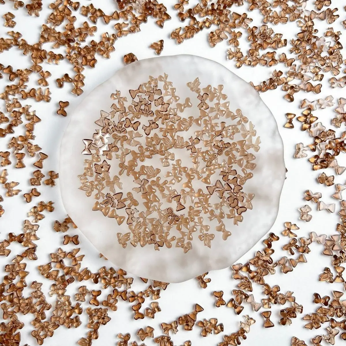 50PCS Maillard Style Atmosphere Resin Bow Nail Charms 3D Transparent Coffee Mini Bow Nail Art Decorations Accessories Supplies - Image 5