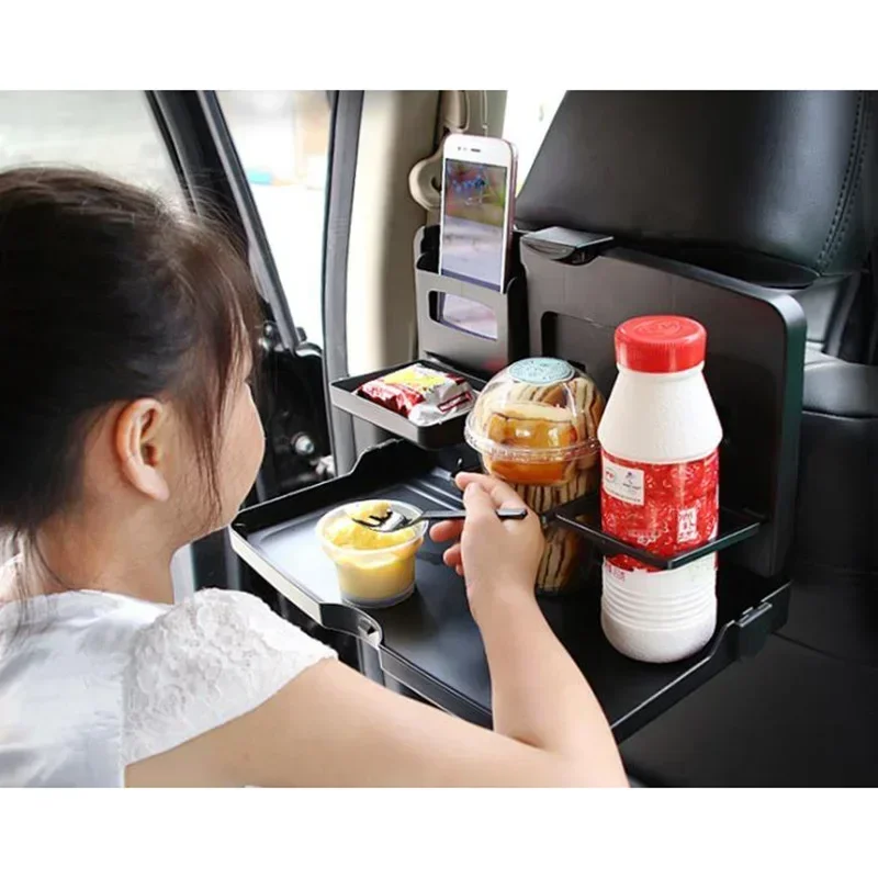 

Car Seat Back Organizer Dinner Plate Table Car Storage Organizer Foldable Table Tray Travel Coasters Cup Holder Auto Accessories