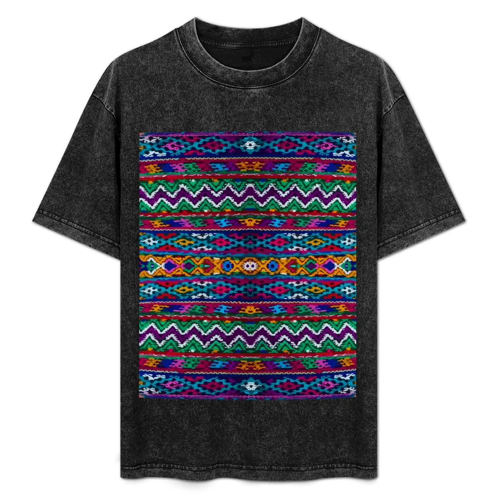 Colorful rebozo embroidery maximalist decor multicolor stripes vibrant boho chic decor T-Shirt plus size tops men clothing