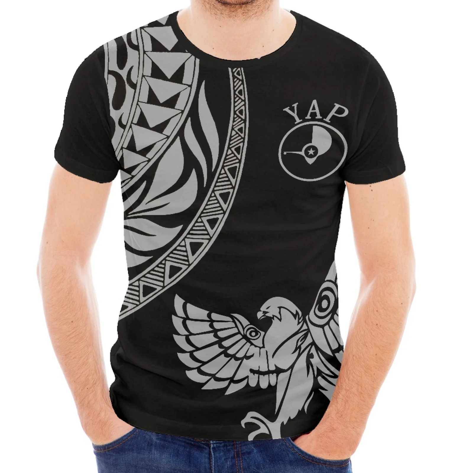 

Eagle Tattoo 3d Print European And American Style Fashion Slim Round Neck Men's Short Sleeve Sport T-Shirt New Style in Bohemia