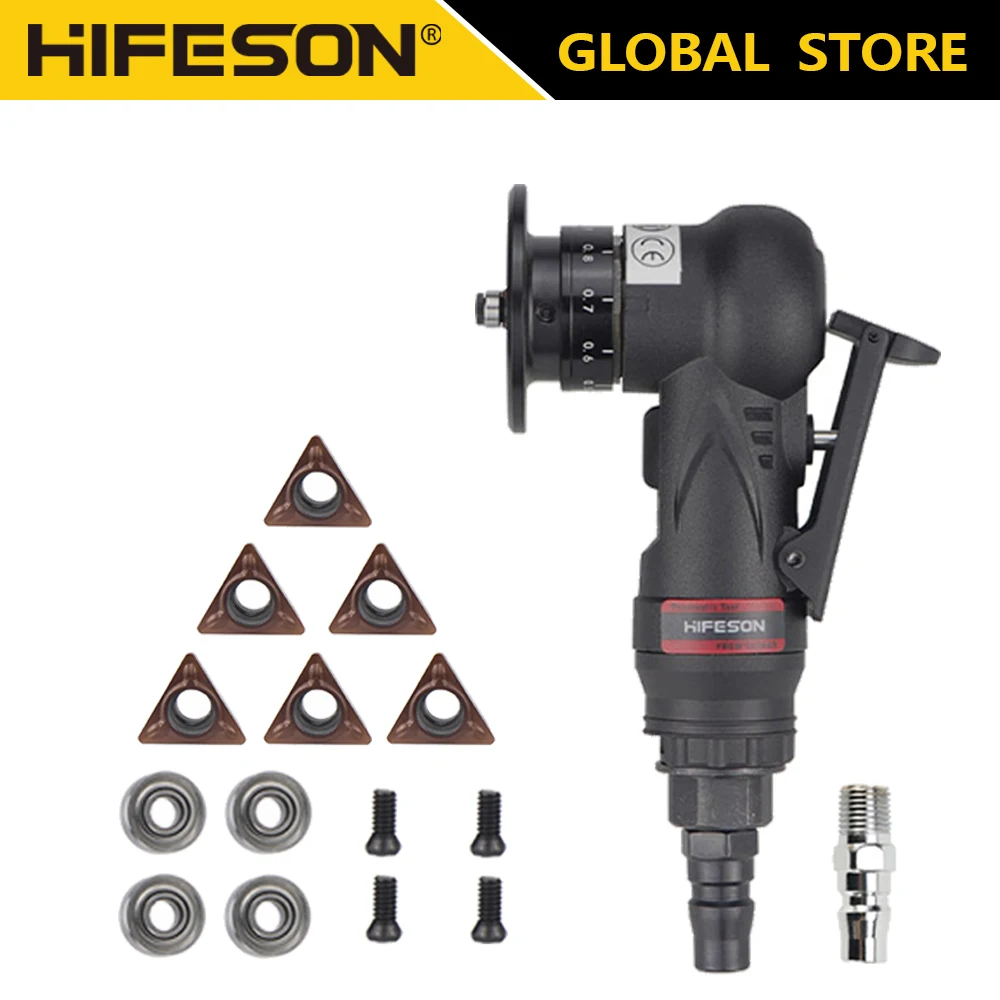 HIFESON Pneumatic Chamfering Gun Chamfering Tool Air Mini Grinder Deburring Beveling Trimming Machine For Metal Repair 30000RPM