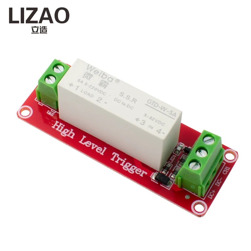 LIZAO 1/2/4/8 Channel DC-DC Solid State Relay Module 5A High Level Trigger SSR Relay Board