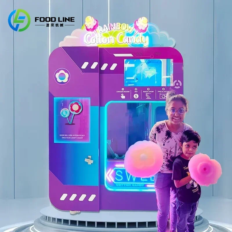 Commercial Vending Machine Full Automatic Cotton Candy Vending Machine Professional with Coin and Credit Card Payment System