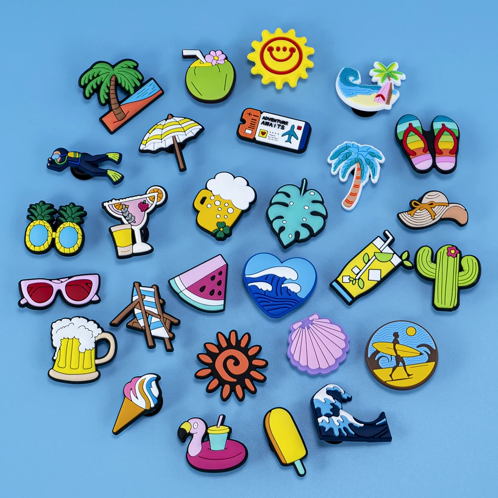 1/30 Stück Hawaii Schuh Charms Sonnenschein Meer Kaltes Bier Schuh Dekorationen Sonnenschirm Sonnenbrille Liege Sandalen Pins Zubehör – Detail 2