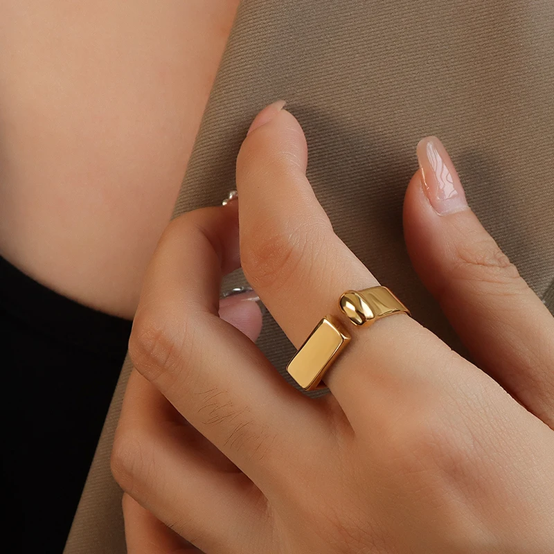Minimalist Rings In 316L Stainless Steel With 18k Gold Plated Waterproof Non Tarnish Women\'s Ring Aesthetic Woman Jewelry