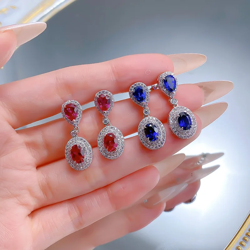 

Sparkling Lab Grown Diamonds Drop Earrings for Women - 925 Sterling Silver Dangling Earrings - Bridal Wedding Prom Party Jewelry