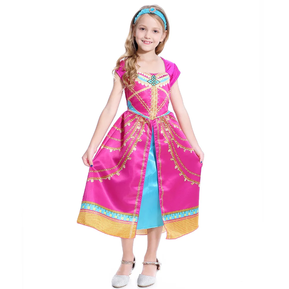 Jasmine Costume for Girls Arabian Dress Magic Lamp Kids Princess Dress Birthday Party Christmas Fancy Carnival Clothing Vestidos