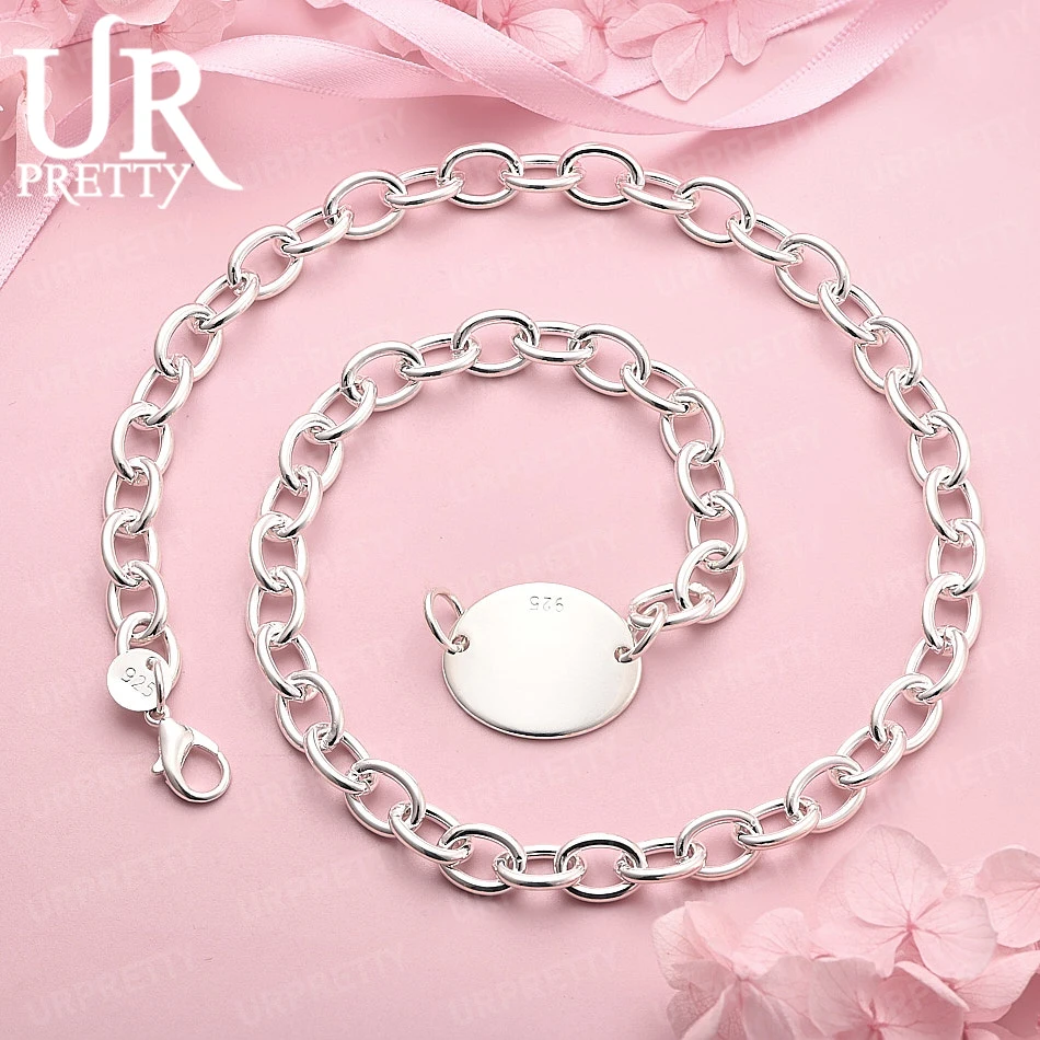 925 Sterling Silver 18 Inches Charm Engagement Necklace Women Men Party Birthday Gift Wedding Fashion Jewelry
