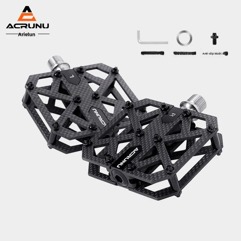 

ACRUNU Carbon Fiber Bicycle Pedals 3 Sealed Bearings Anti-Slip Bike Pedals Titanium Axle for MTB Road Bike