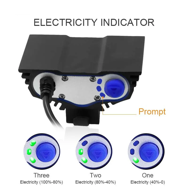 3*XML T6 LED Bike Light 5000 Lumen Front Bicycle Light MTB Cycling Headlight + Rechargeable 18650 Battery Pack + Charger