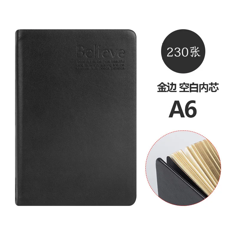 A6 Bible Notebook, Ultra Thick Small PU Imitation Bible Gold Border Retro Blank Notebook