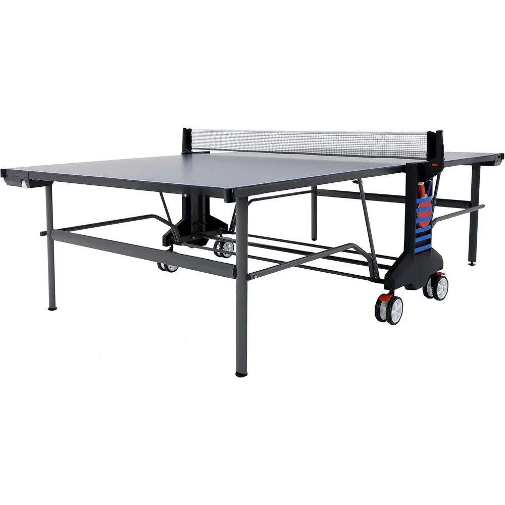 Sport Outdoor 6 Table Tennis Table with 4-Player Bundle Centerfold Safety Design with Permanent Net System Ping Pong Table