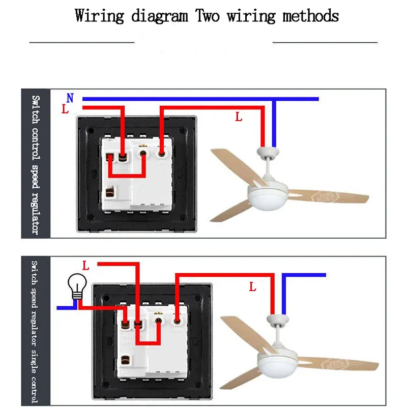 86 Type Fan Electric Fan Stepless Speed Regulation With Switch Panel Ceiling Fan Speed Regulator 1Gang With 300W Speed Switch