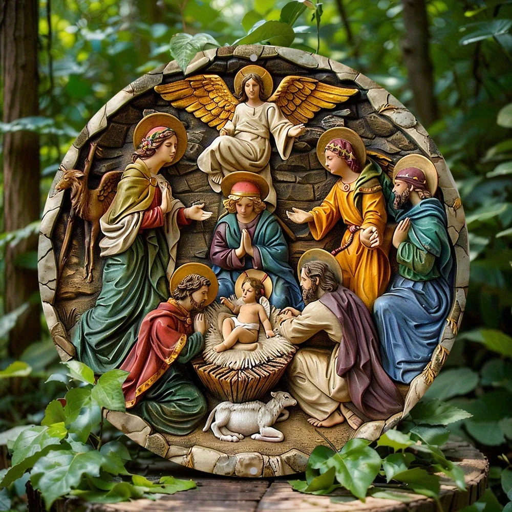 

Vintage Metal Nativity Themed Sign, Unique Sculpture Wall Decoration, Gift Idea with Rustic Charm, Decorative Wall Poster