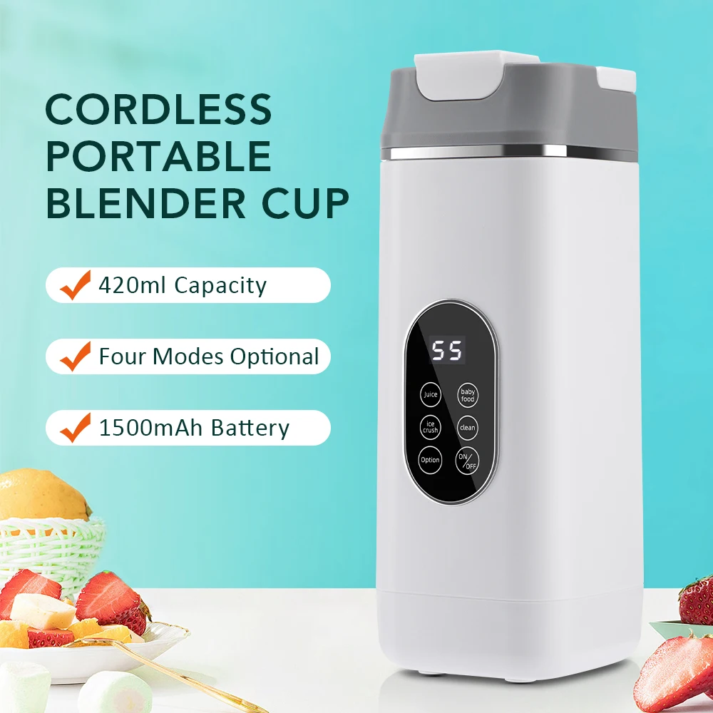 Travel Portable Electric Blender Rechargeable Fresh  Fruit Juicer Hand Blender 12 Blades Crushed Ice Juice Cup Smoothie Mixer
